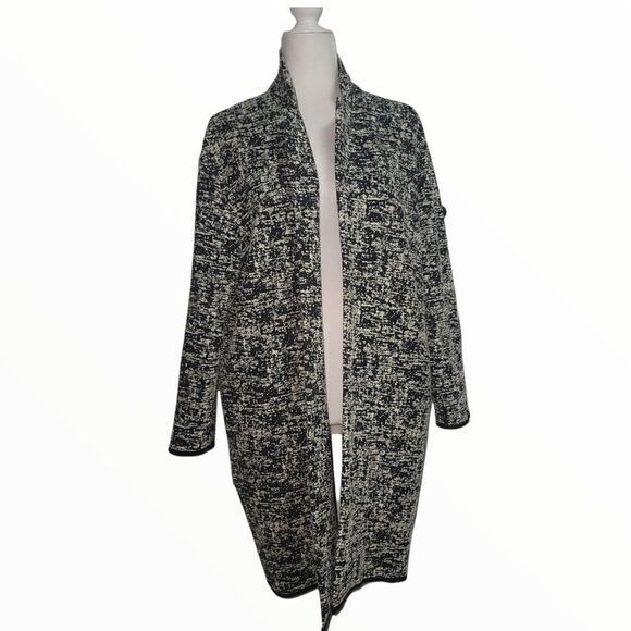 Philosophy black and white jacquard open front topper jacket large - Picture 2 of 14